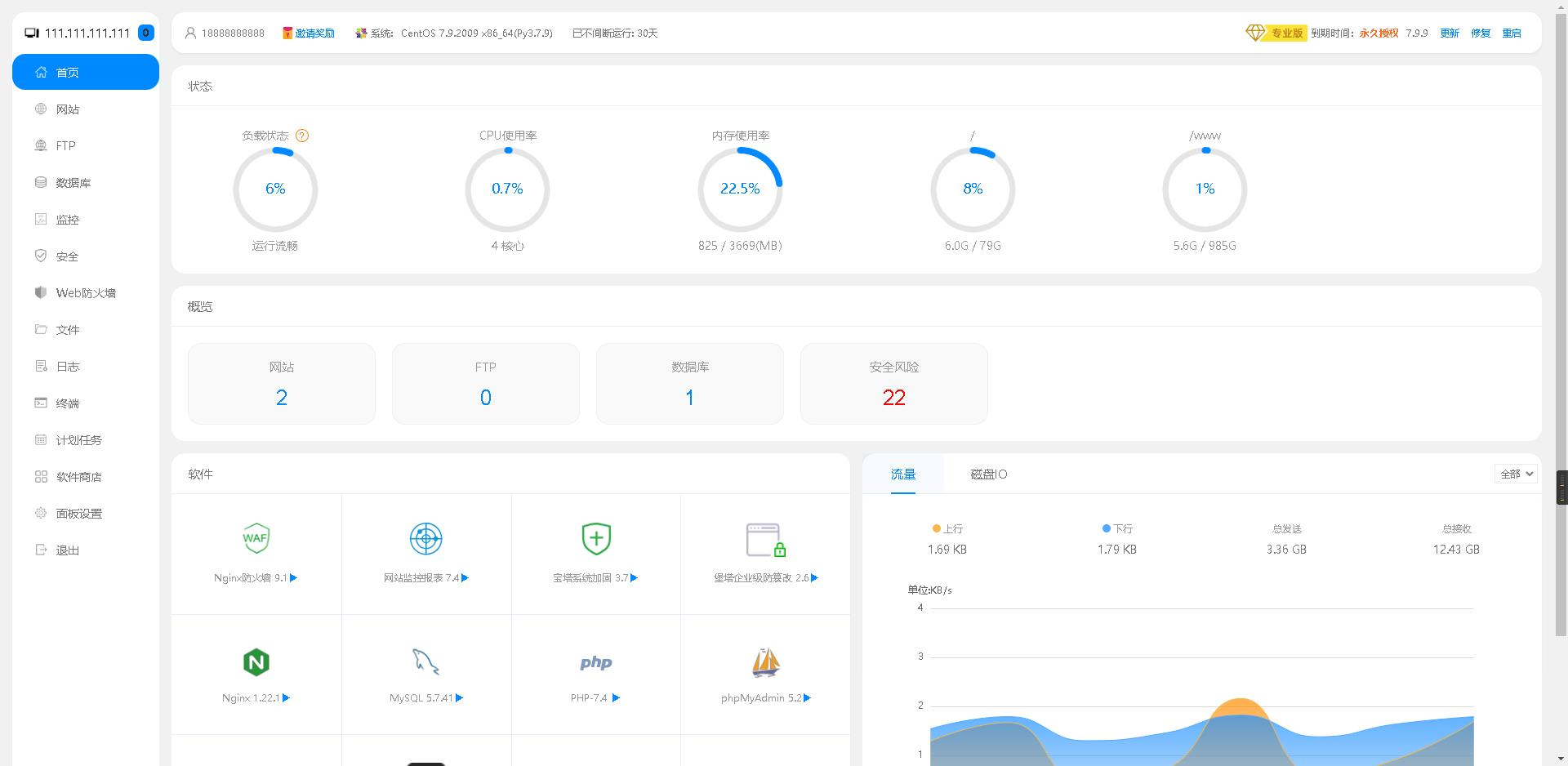 新蓝白配色清新简约宝塔面板模板美化主题-心动未来iOS证书